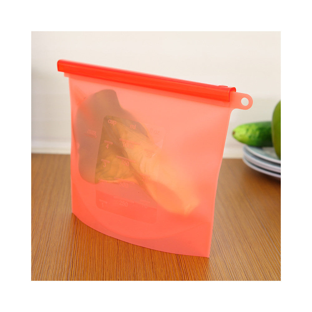 Factory Direct Colorful food-grade silicone kitchen outdoor travel portable food storage bags sealed bags self-styled RED - Mega Save Wholesale & Retail