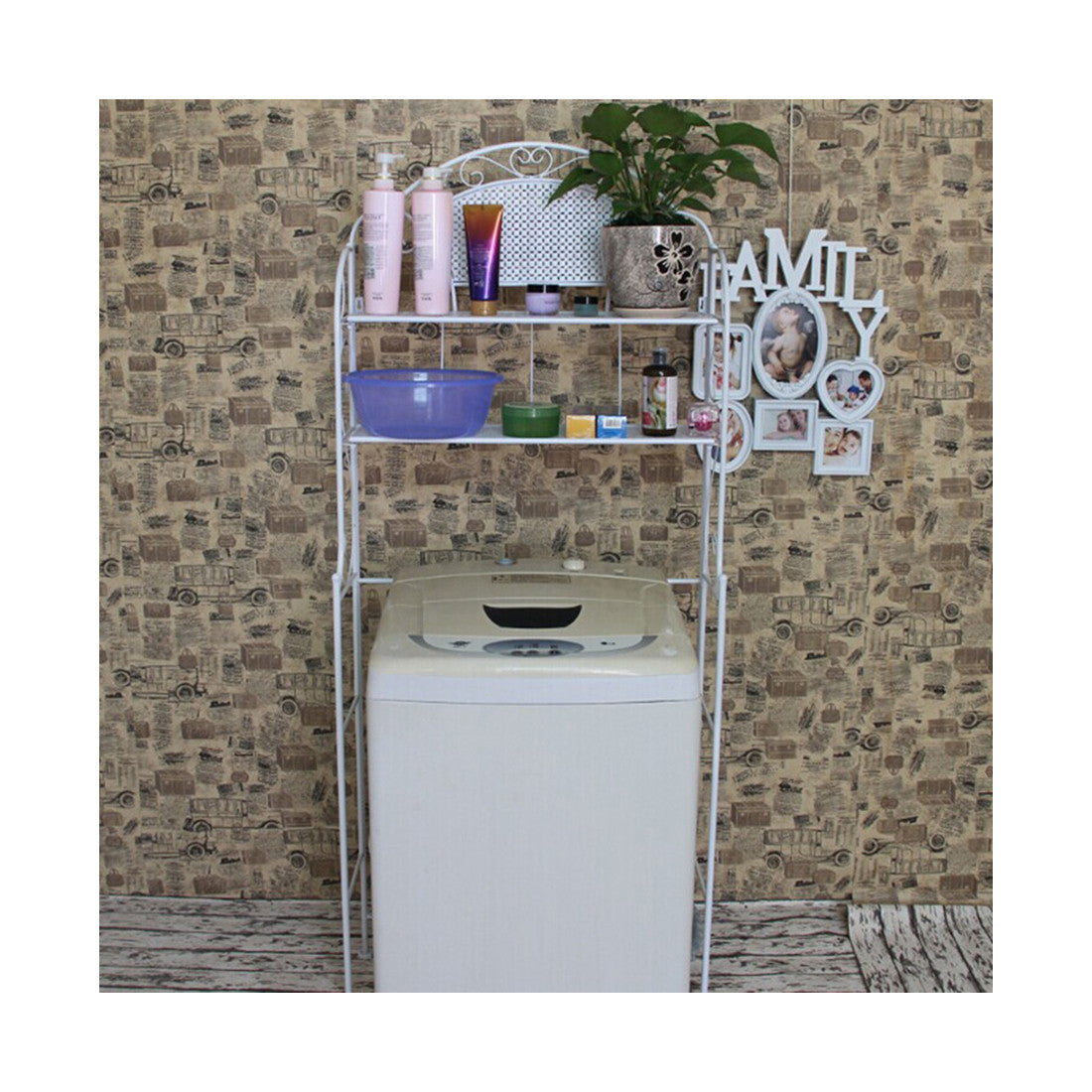 Landmark Taoyuan Court Continental retro multilayer toilet rack toilet toilet shelving factory direct anti-rust   White - Mega Save Wholesale & Retail - 1