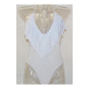 Sexy V Collar Swimwear Swimsuit One-piece Monokini SPA Bikini  white  S - Mega Save Wholesale & Retail - 1