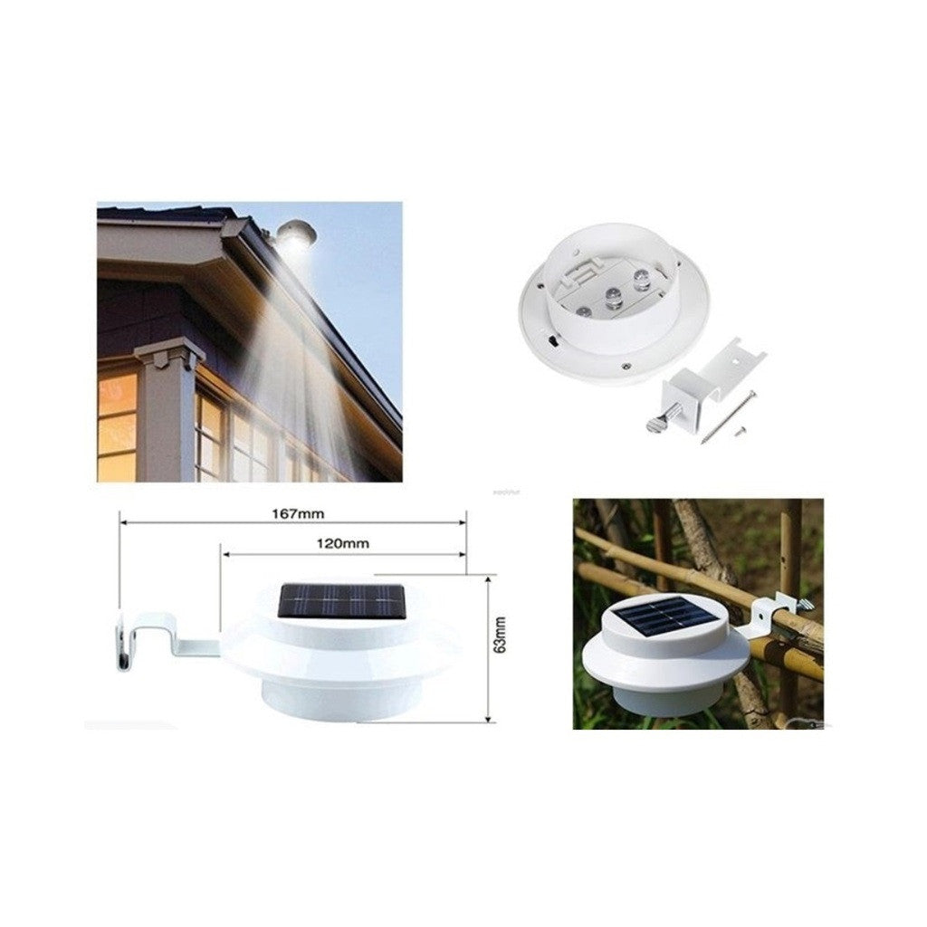 3 LED Solar Powered Outdoor Lamp Light For Gutter Fence Garden Yard White - Mega Save Wholesale & Retail