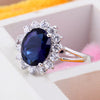 18K Gold Platinum Plated  Blue Rhinestone Ring   platinum plated blue zircon 6.5# - Mega Save Wholesale & Retail - 3