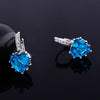 Peach Heart Zircon Earings   platinum plated blue zircon