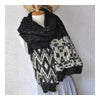 Rhombus Geometry Hemp Flower Scarf Neckerchief   black grey - Mega Save Wholesale & Retail - 2