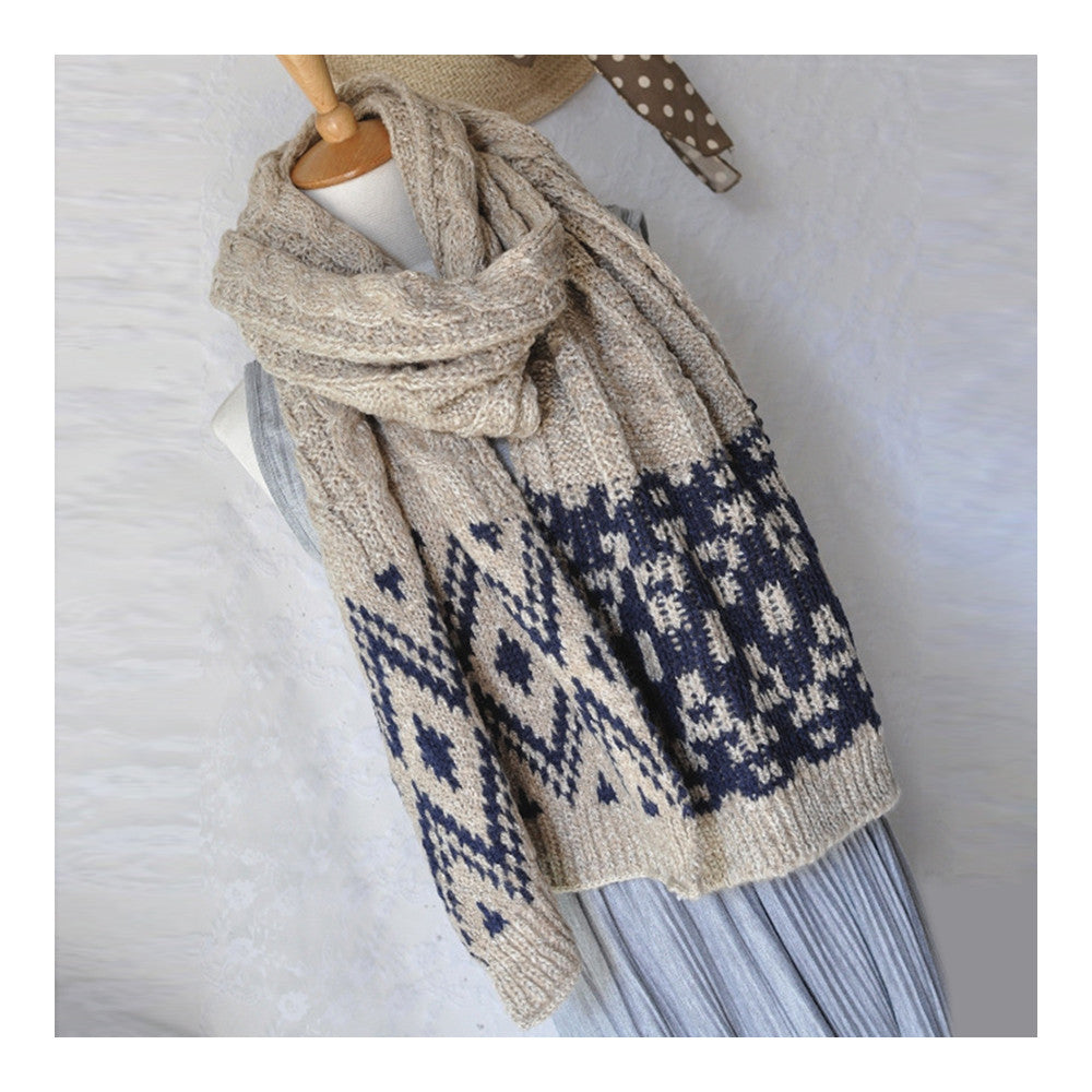 Rhombus Geometry Hemp Flower Scarf Neckerchief   beige - Mega Save Wholesale & Retail - 2