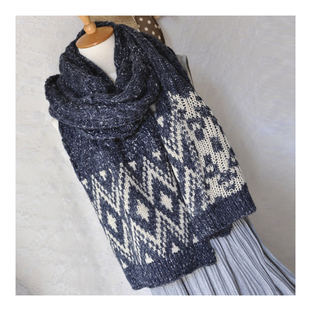 Rhombus Geometry Hemp Flower Scarf Neckerchief   navy - Mega Save Wholesale & Retail - 2