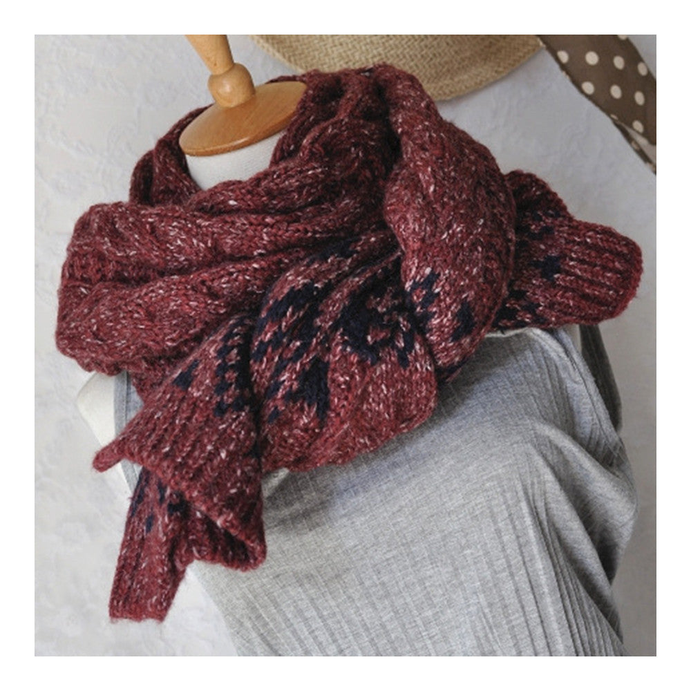 Rhombus Geometry Hemp Flower Scarf Neckerchief   claret - Mega Save Wholesale & Retail - 3