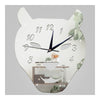 Leopard Cat Silent Quartz Living Room Decoration Mirror Wall Clock   silver - Mega Save Wholesale & Retail