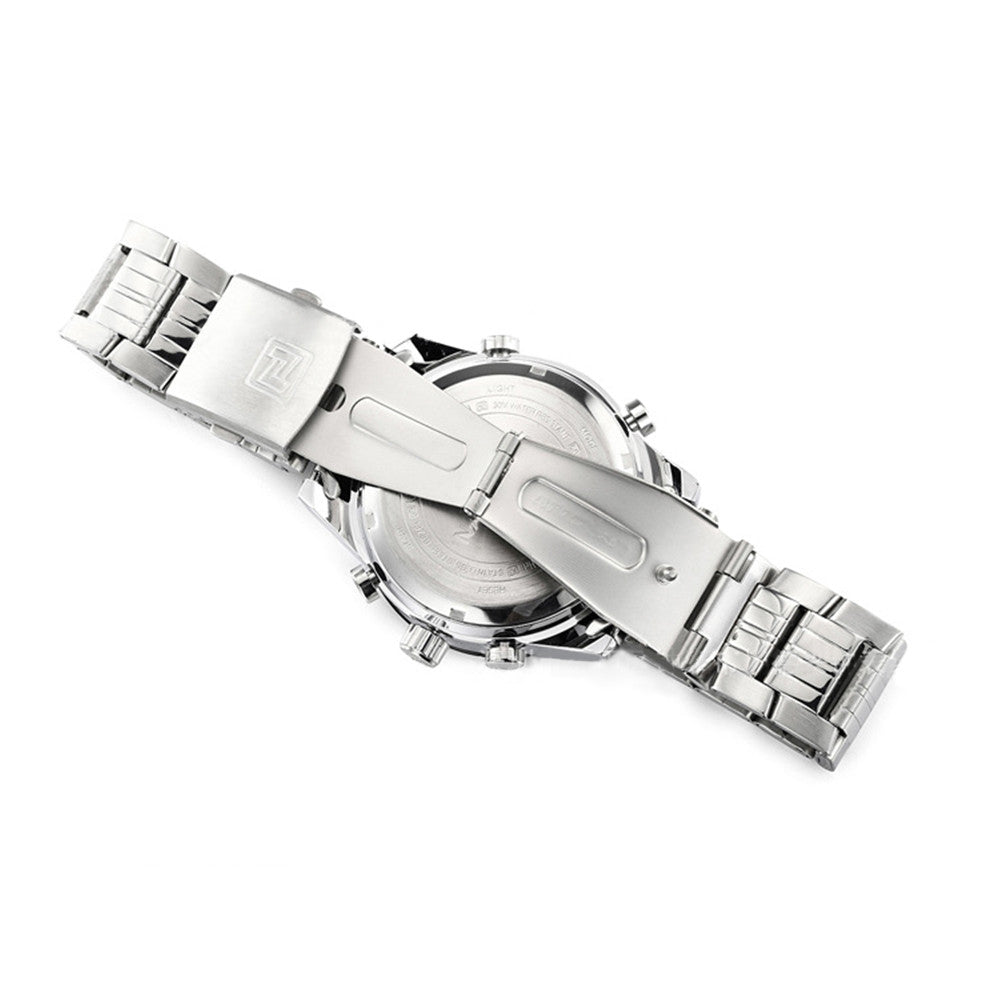 Naviforce Men Waterproof Sports Casual Watch LED Dual Dispkay Quartz     white shell white saurface white scale - Mega Save Wholesale & Retail - 4