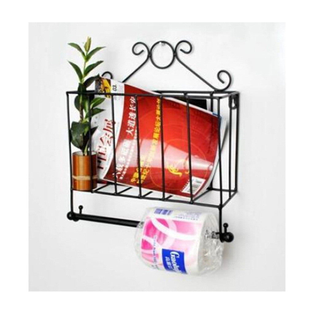 Magazine Rack with Tissue Holder Iron Art Black - Mega Save Wholesale & Retail - 2