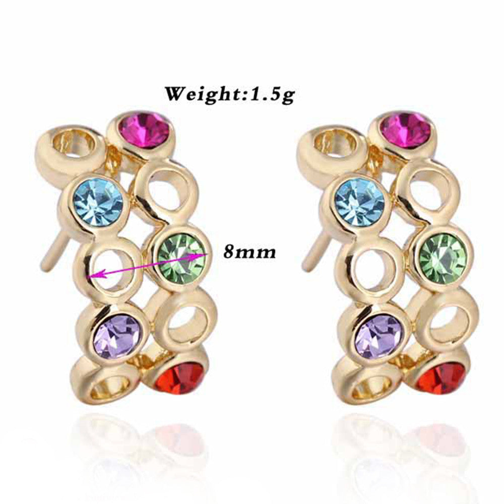 Colorful Zircon Ear Studs Hollow Circle - Mega Save Wholesale & Retail - 4
