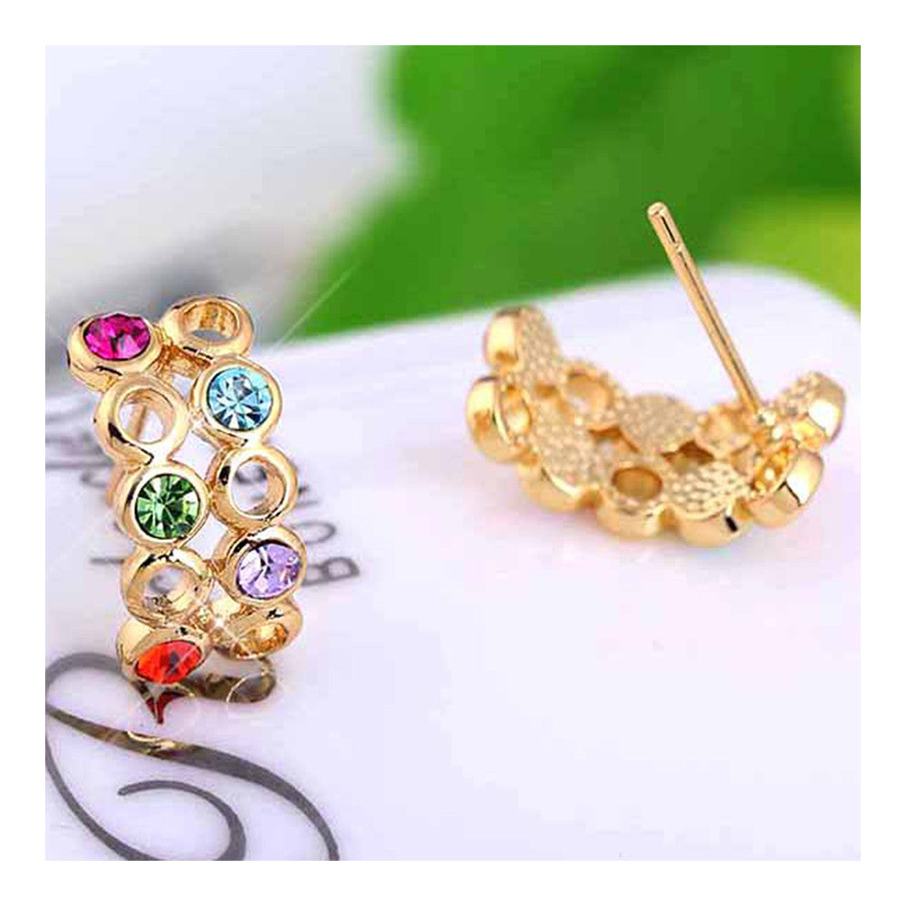 Colorful Zircon Ear Studs Hollow Circle - Mega Save Wholesale & Retail - 3