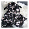 Silk Scarf Jewelry Flower Georgette   black - Mega Save Wholesale & Retail - 1