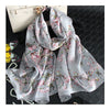 Silk Scarf Jewelry Flower Georgette   grey - Mega Save Wholesale & Retail - 1
