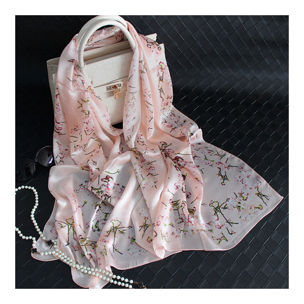 Silk Scarf Jewelry Flower Georgette   pink - Mega Save Wholesale & Retail - 1