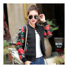 Printing Down Coat Warm Slim Woman Short   black big flower   L - Mega Save Wholesale & Retail - 2