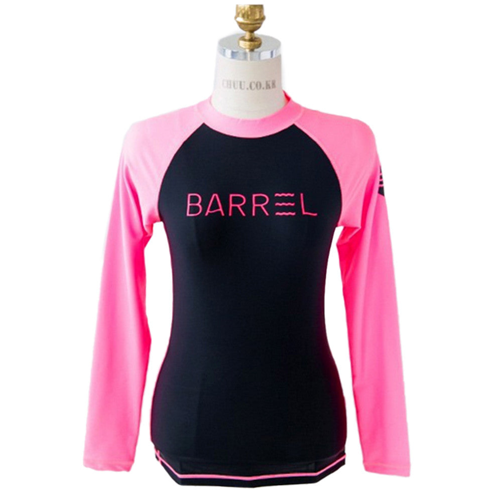 Diving Suit Outdoor Surfing Anti-jellyfish Black Pink Tops   S