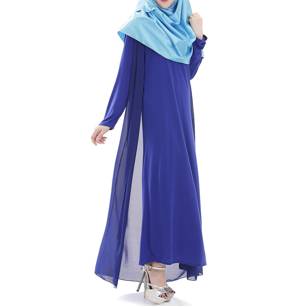 Muslim Robe Sunday Clothes Long Sleeve Dress   sapphire blue - Mega Save Wholesale & Retail - 3