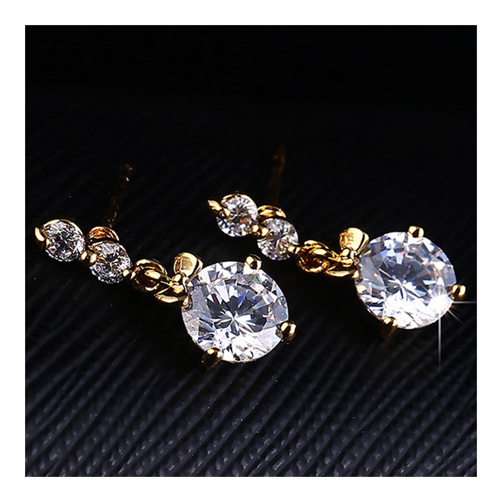 Ear Studs Single-breasted Pave Setting Zircon Ear Accessories    gold plated white zircon - Mega Save Wholesale & Retail - 2