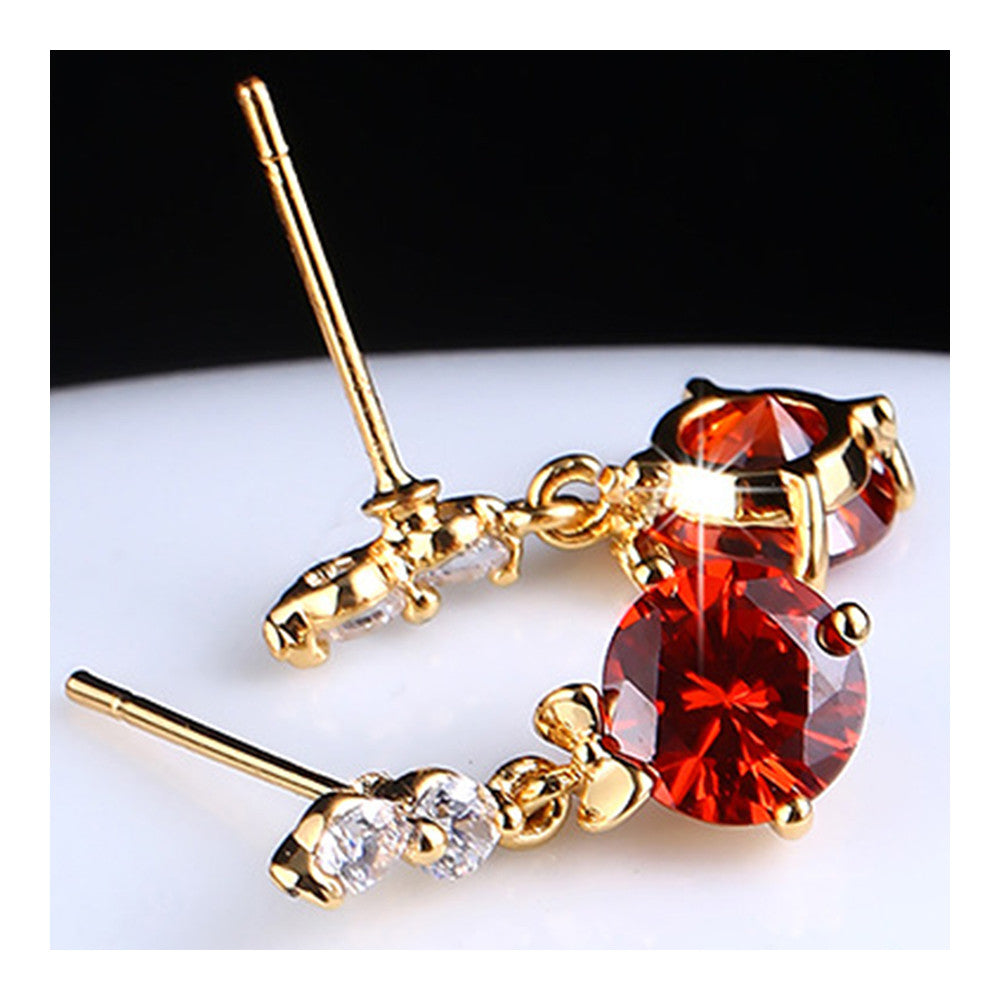 Ear Studs Single-breasted Pave Setting Zircon Ear Accessories   gold plated red zircon - Mega Save Wholesale & Retail - 2