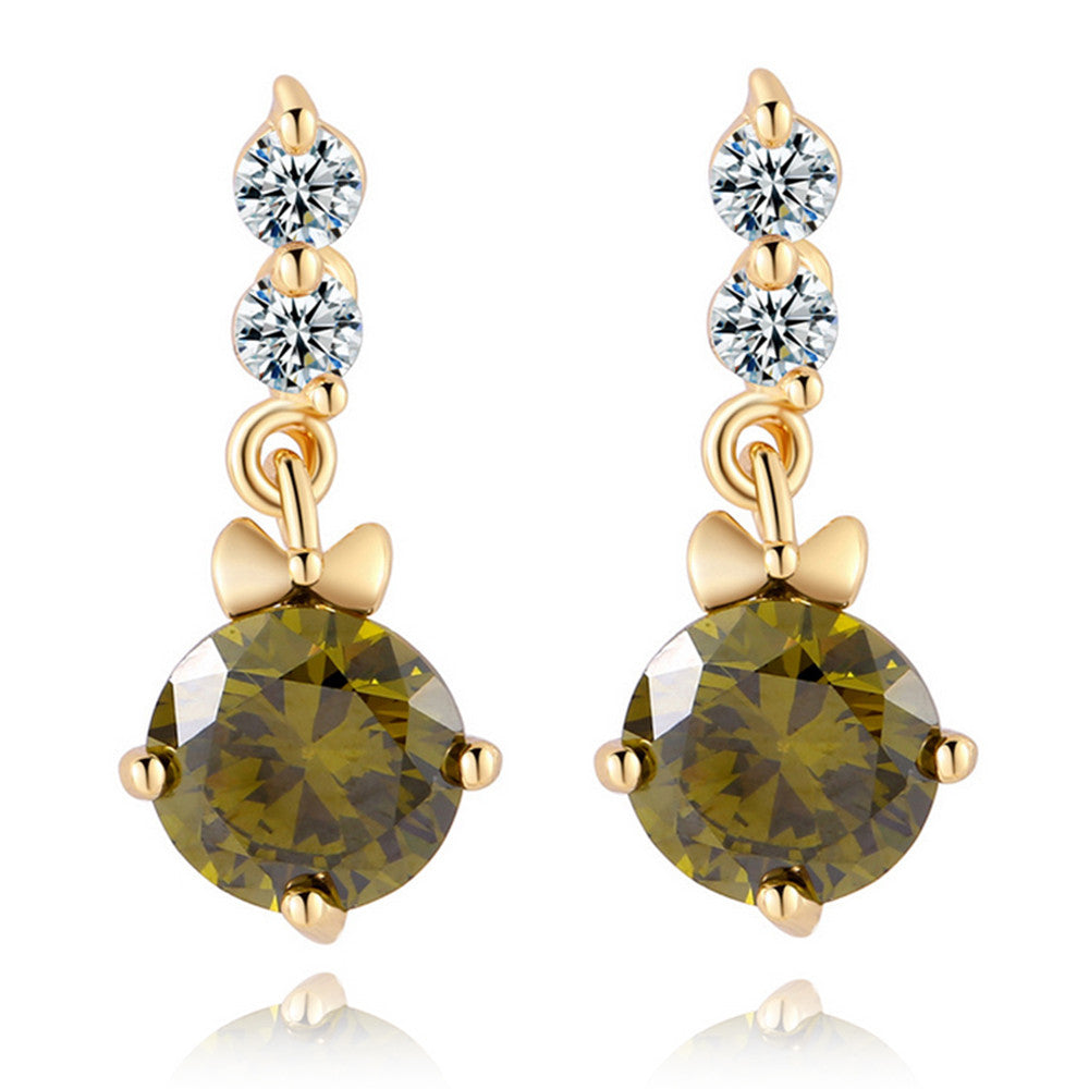 Ear Studs Single-breasted Pave Setting Zircon Ear Accessories    gold plated green zircon - Mega Save Wholesale & Retail - 1