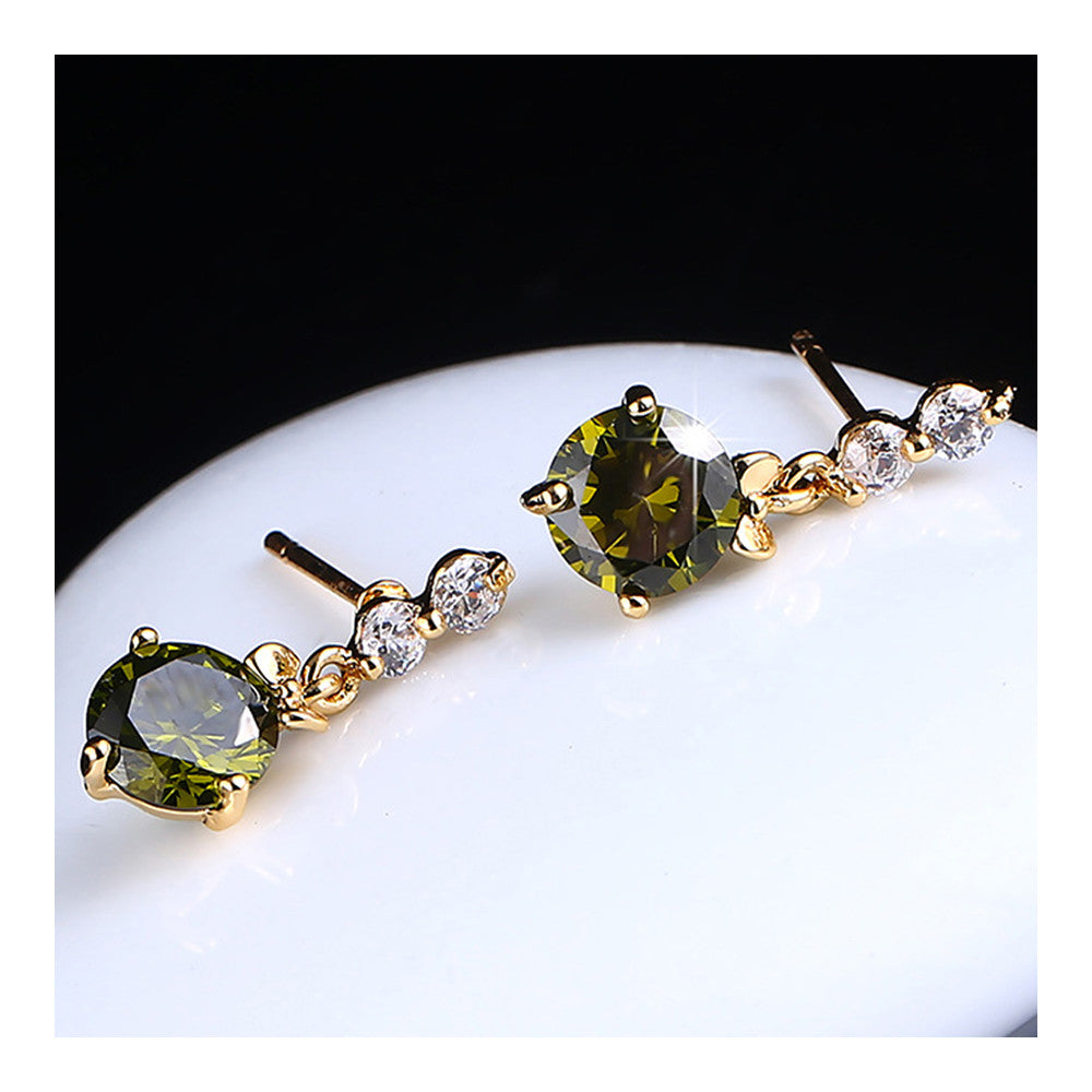 Ear Studs Single-breasted Pave Setting Zircon Ear Accessories    gold plated green zircon - Mega Save Wholesale & Retail - 2