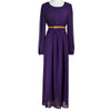 Muslim Chiffon Long Dress Sunday Clothes Robe with Belt   M