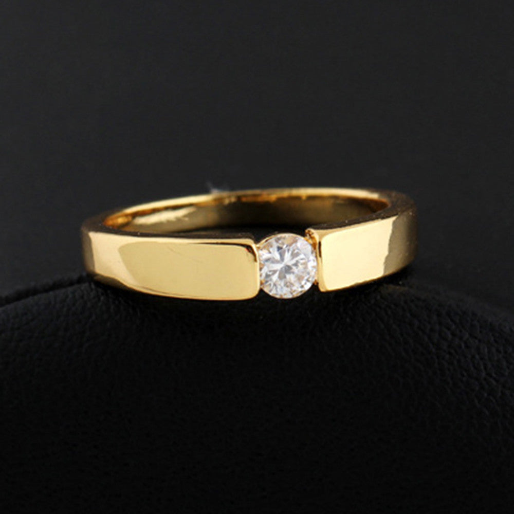 Zircon Ring 18K Gold Plated   yellow gold plated 7.75#