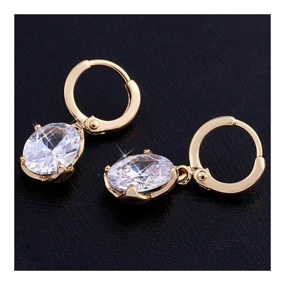 Earrings Delicate Dazzling Fashionable All-match Ellipse Zircon   white - Mega Save Wholesale & Retail - 3