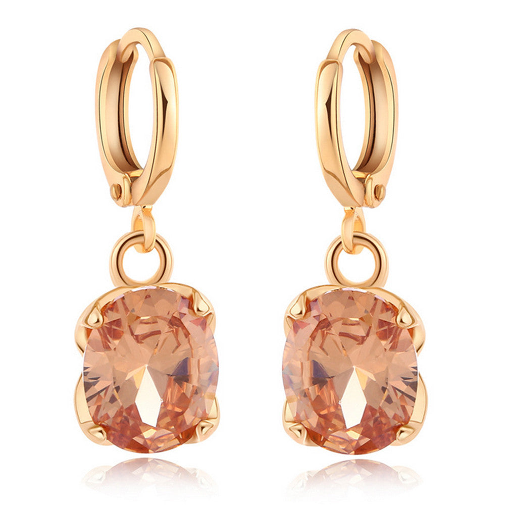 Earrings Delicate Dazzling Fashionable All-match Ellipse Zircon   champagne - Mega Save Wholesale & Retail - 1