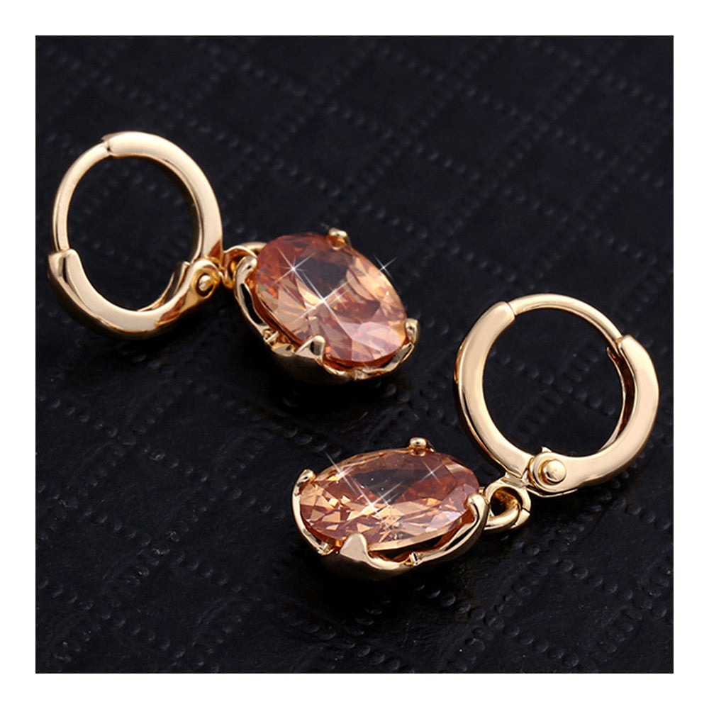 Earrings Delicate Dazzling Fashionable All-match Ellipse Zircon   champagne - Mega Save Wholesale & Retail - 2