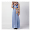 Summer Dress Muslim Splicing Bowknot Chiffon Dress   blue+light green - Mega Save Wholesale & Retail - 5