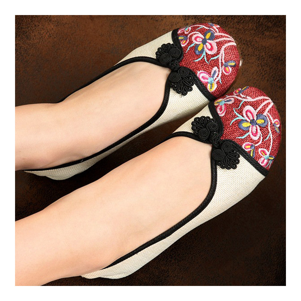 Peacock Old Beijing Cloth Embroidered Shoes   white - Mega Save Wholesale & Retail - 3