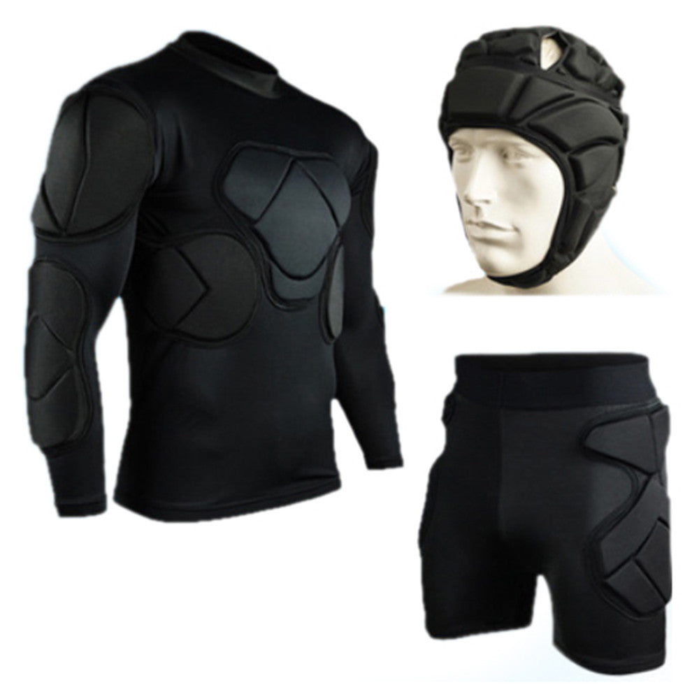 Long Sleeve Goalkeeper Clothes Elbow Pads Helmet Kneecaps    short pants 3pcs suit   M - Mega Save Wholesale & Retail - 1