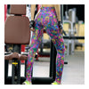 Elastic Printing Skinny Sports Fitness Yoga Ninth Trousers    S