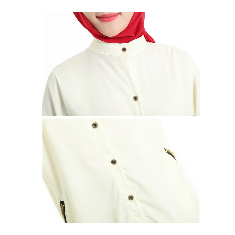 Muslim Long Shirt Solid Color Women Garments   black - Mega Save Wholesale & Retail - 3