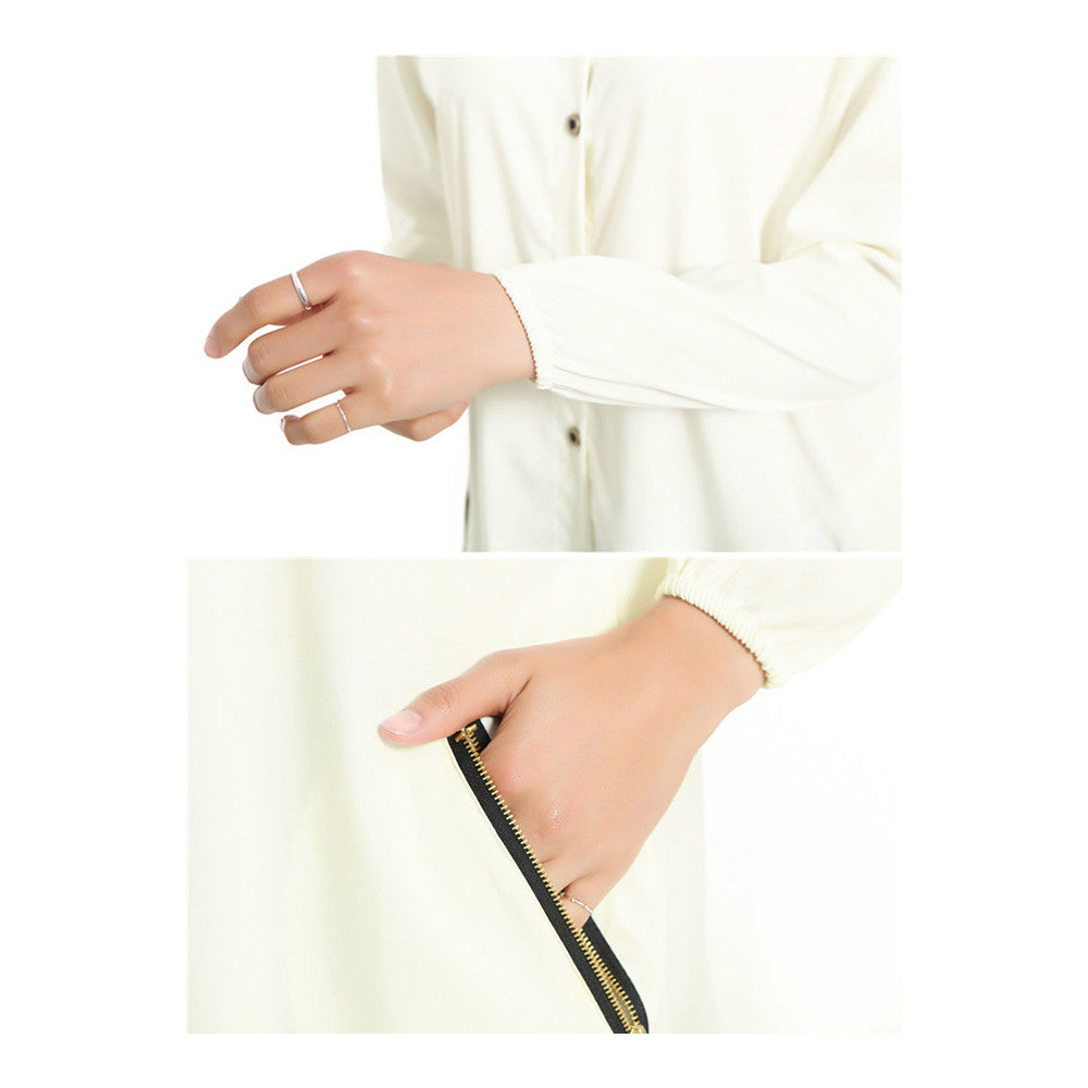 Muslim Long Shirt Solid Color Women Garments   black - Mega Save Wholesale & Retail - 4