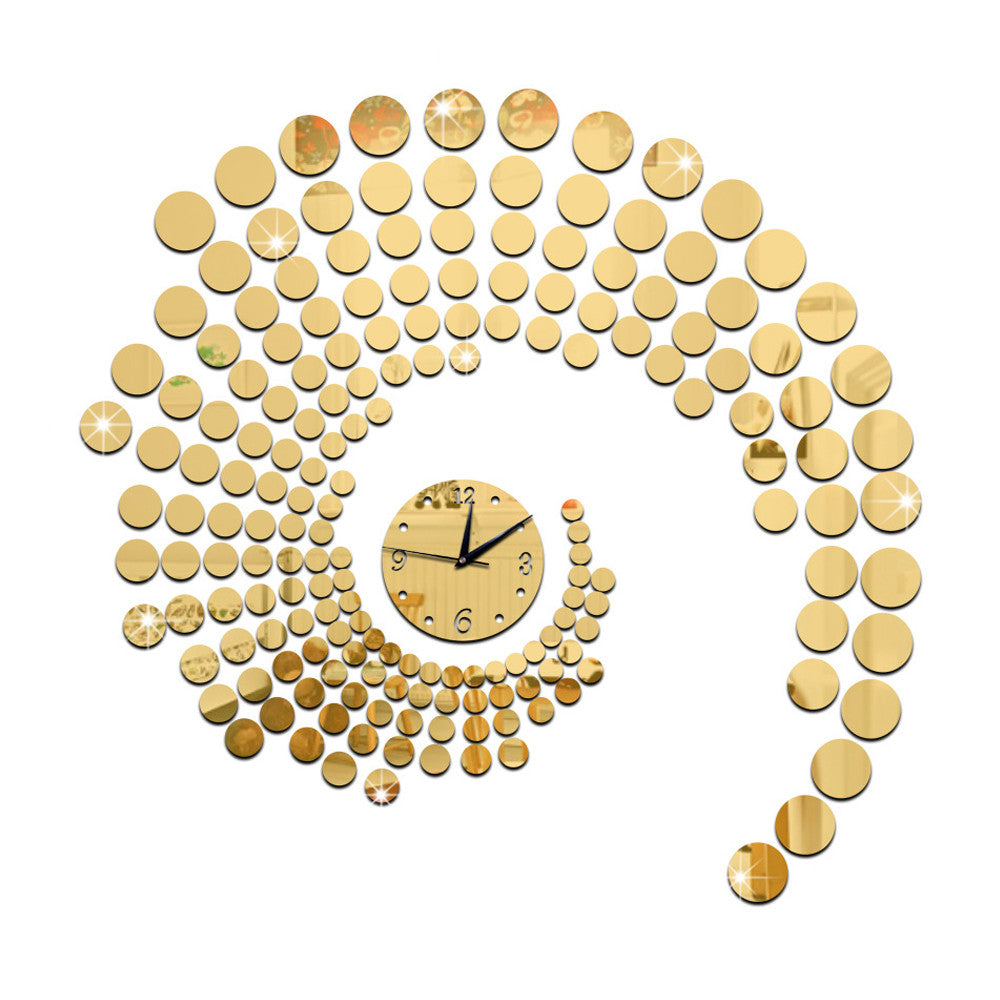 Circle Mirror Wall Clock Living Room   golden - Mega Save Wholesale & Retail