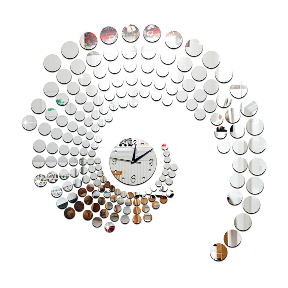 Circle Mirror Wall Clock Living Room   silver - Mega Save Wholesale & Retail