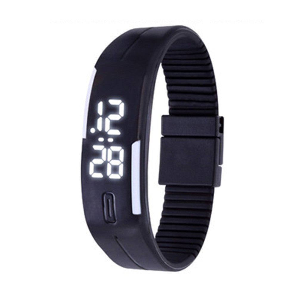 White Light LED Sports Wristband Watch Student Children Night Lights    Black - Mega Save Wholesale & Retail - 1