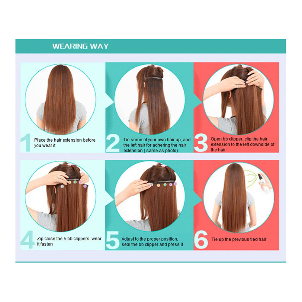 Yiwu's wig factory direct wholesale five piece long straight hair extension card issuing child wig hair piece explosion models in Europe and America   24H613 - Mega Save Wholesale & Retail - 3