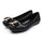 Metal Square Button Bowknot Flat Thin Shoes   black - Mega Save Wholesale & Retail