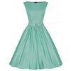 Woman Vintage Solid Color Big Peplum Boat Neck Dress   green   S - Mega Save Wholesale & Retail - 1