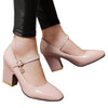 Small Square Last Heel Low-cut Buckle W ork Shoes Plus Size  camel - Mega Save Wholesale & Retail