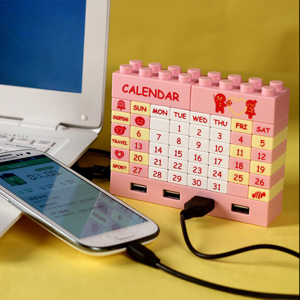 DIY Building Blocks Calendar USB Hub 2.0 w/ 4 Port Pink - Mega Save Wholesale & Retail - 5