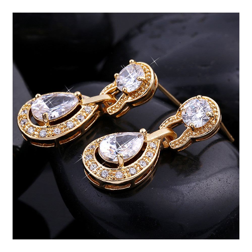 Noble Vintage Gem Earrings   gold plated white zircon - Mega Save Wholesale & Retail - 2