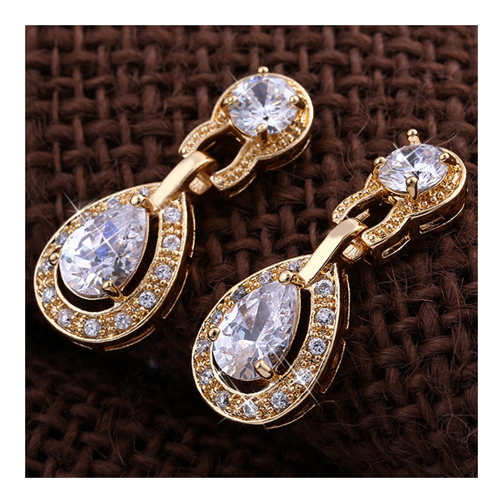 Noble Vintage Gem Earrings   gold plated white zircon - Mega Save Wholesale & Retail - 3