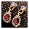 Noble Vintage Gem Earrings    gold plated red zircon - Mega Save Wholesale & Retail - 3