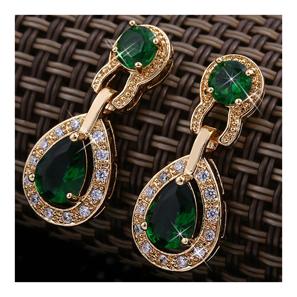 Noble Vintage Gem Earrings   gold plated green zircon - Mega Save Wholesale & Retail - 3
