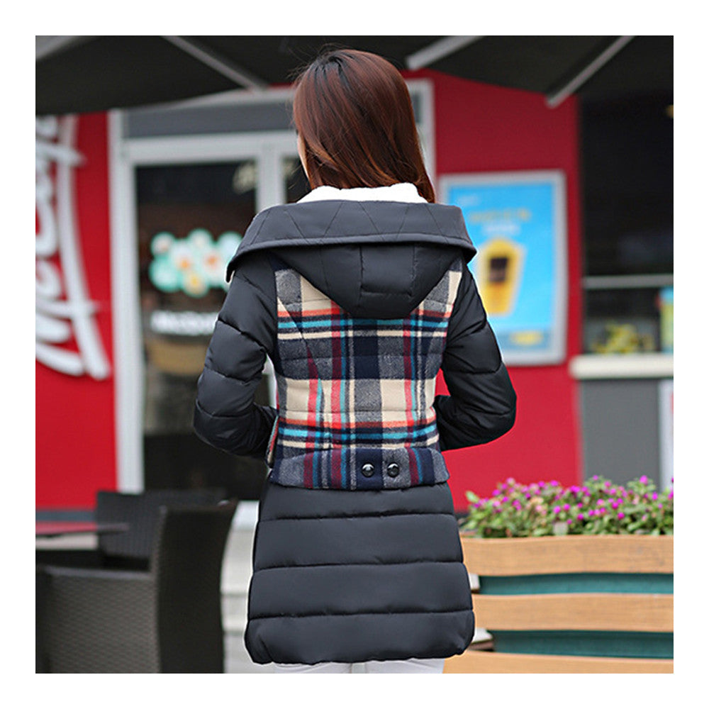 Cotton Coat Down Coat Middle Long Loose   black   M - Mega Save Wholesale & Retail - 3