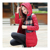 Cotton Coat Down Coat Middle Long Loose  wine red   M - Mega Save Wholesale & Retail - 2